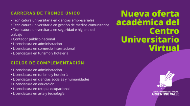 Oferta académica del Centro Universitario Virtual Argentino Valle