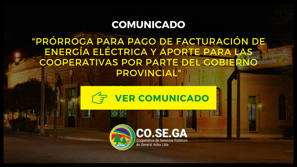 Prórroga para pago de facturación de energía eléctrica y aporte para las Cooperativas por parte del Gobierno Provincial