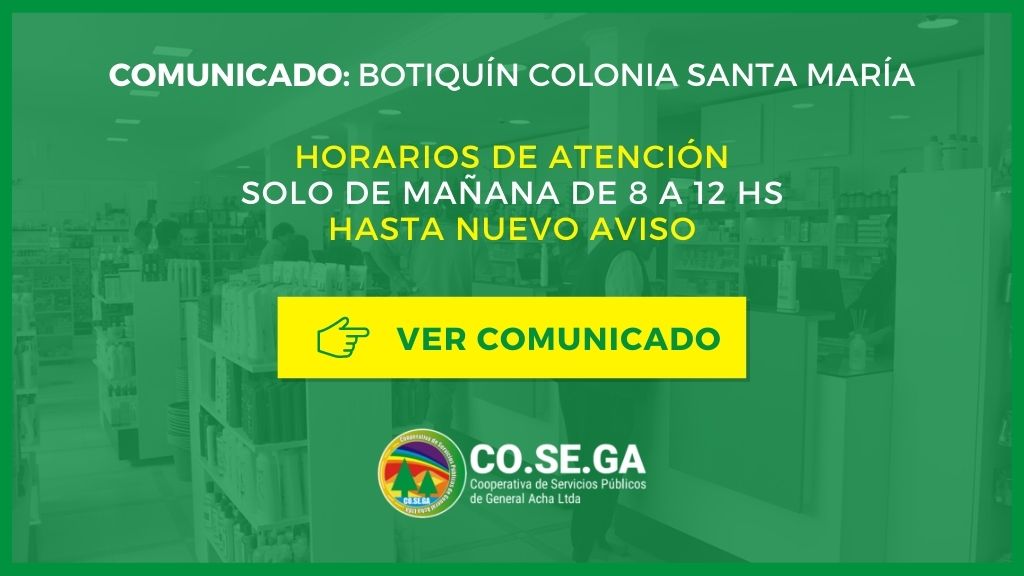Comunicado Botiquín Colonia Santa María