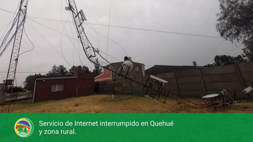 Servicio de Internet interrumpido en Quehué y zona rural.