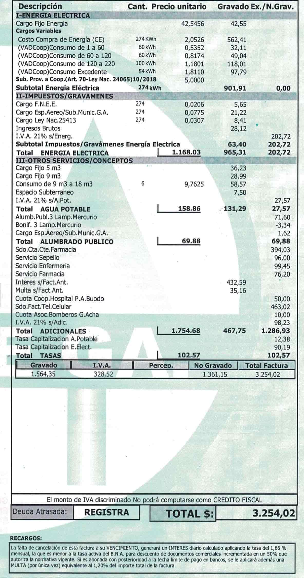 Parte 5 de la factura
