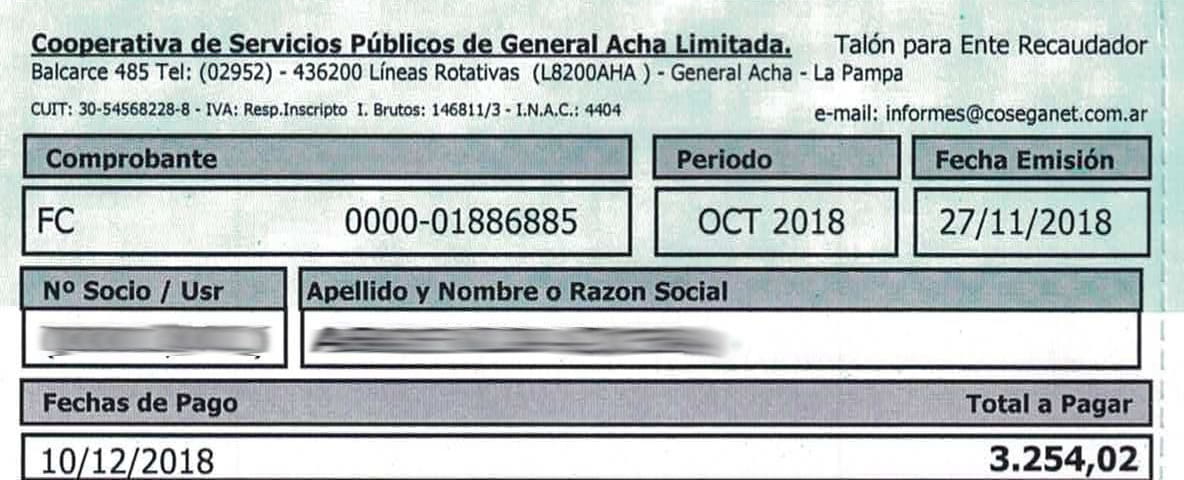 Parte 8 de la factura