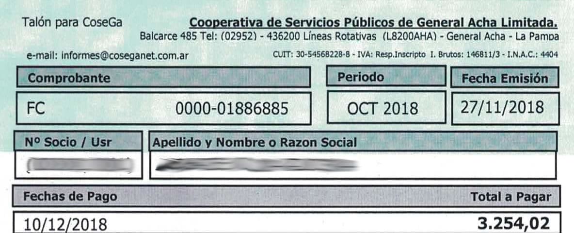 Parte 9 de la factura